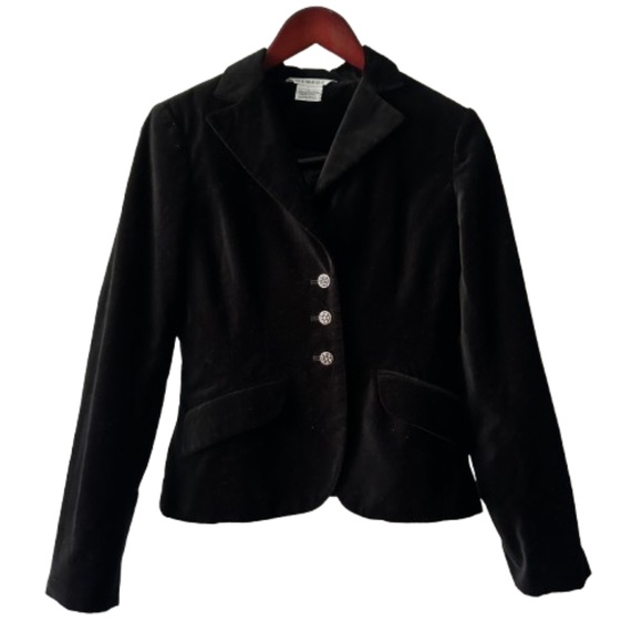 George Women's 4 Black Velvet Cotton Collared Sleeved Classic Blazer Jacket Top - Picture 7 of 15